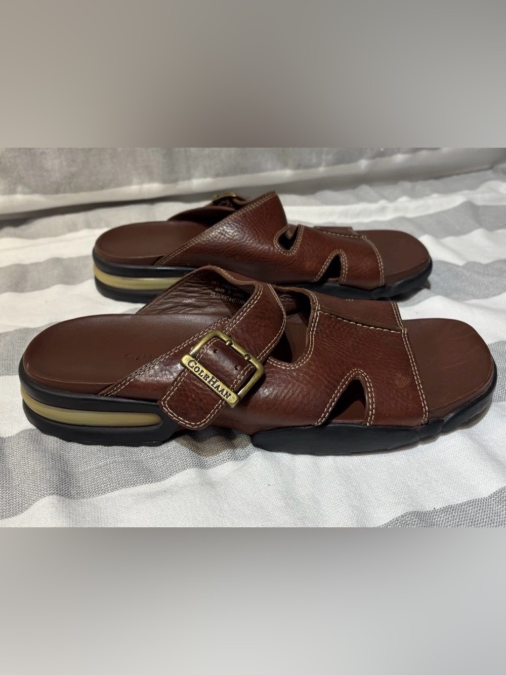 Cole Haan Men's Discontinued Brown Leather Slide Sandals Comfort Sole Sz 10M